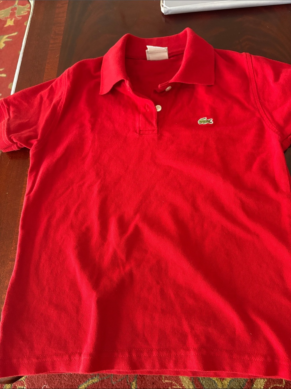 Lacoste Red Polo with Green Crocodile Logo